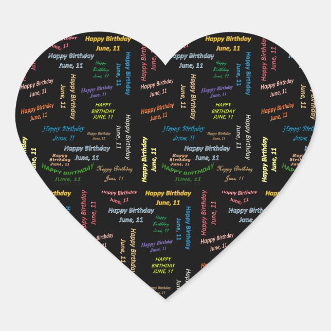 Adesivo Coração June, 11 Birthday Sticker (Frente)