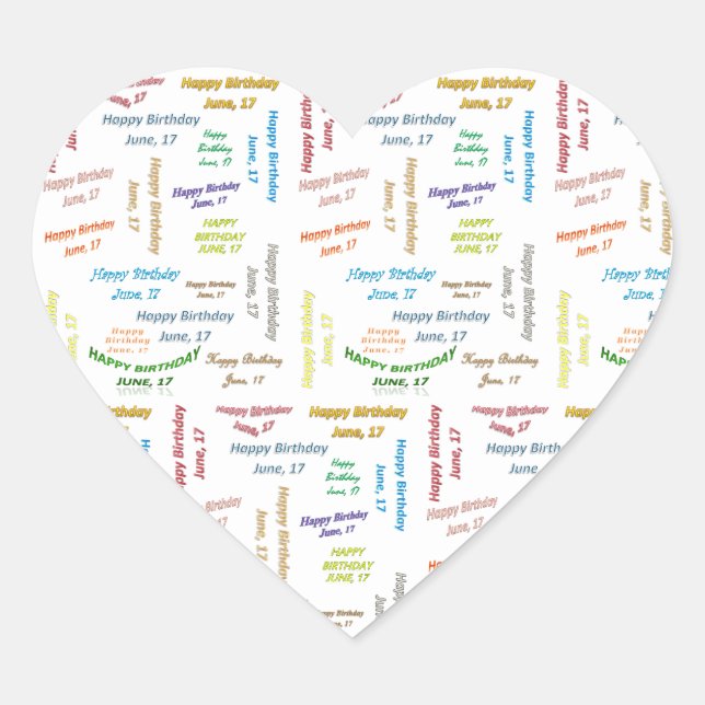 Adesivo Coração June, 17 Birthday Sticker (Frente)