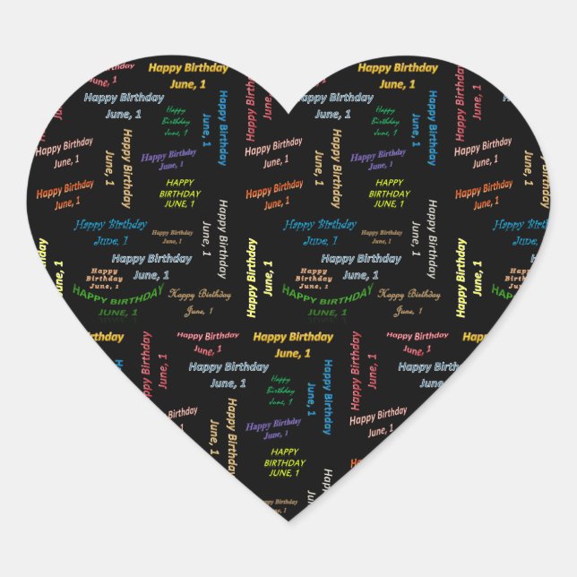 Adesivo Coração June, 1 Birthday Sticker (Frente)