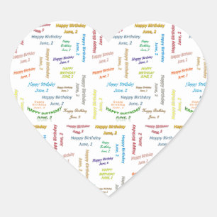 Adesivo Coração June, 2 Birthday Sticker