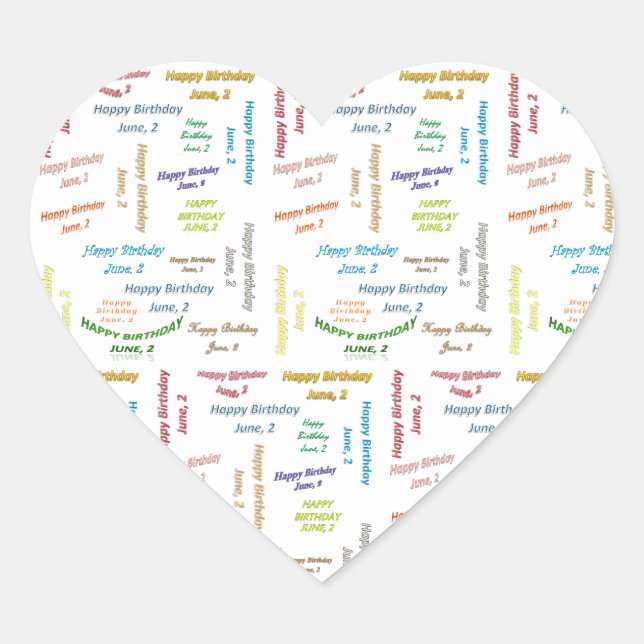 Adesivo Coração June, 2 Birthday Sticker (Frente)