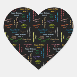 Adesivo Coração June, 5 Birthday Sticker