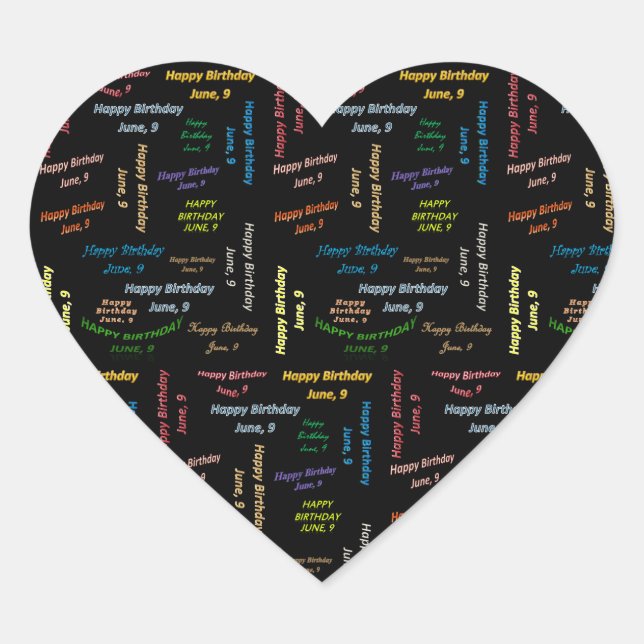 Adesivo Coração June, 9 Birthday Sticker (Frente)