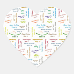 Adesivo Coração Junho, 19 Birthday Sticker