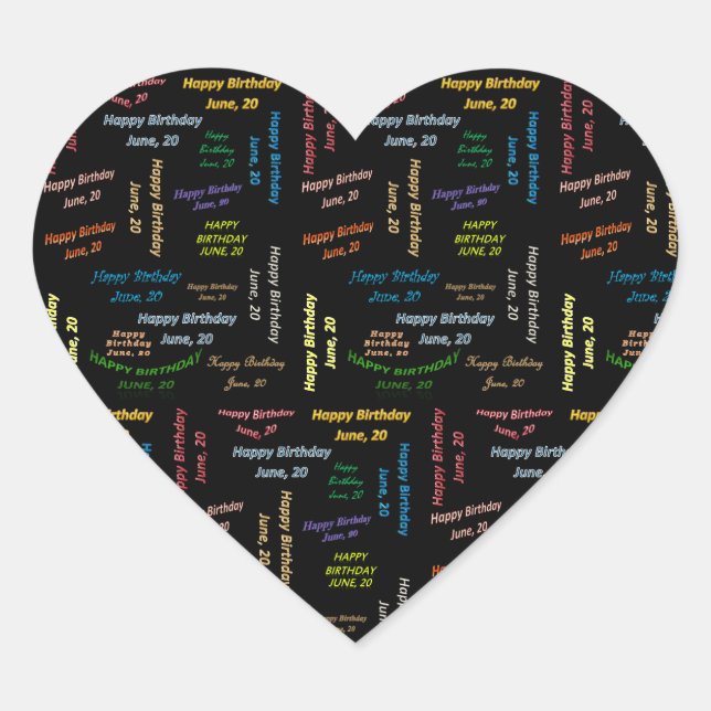 Adesivo Coração Junho, 20 Aniversário (Frente)