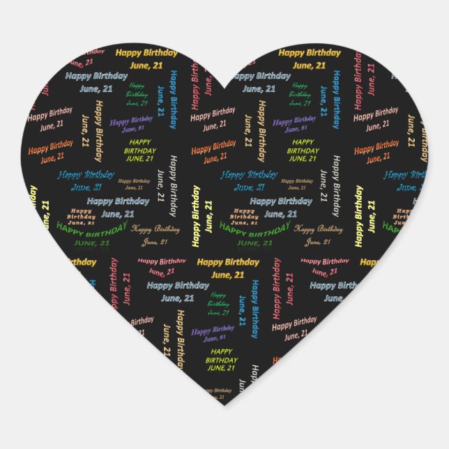 Adesivo Coração Junho, 21 Aniversário (Frente)