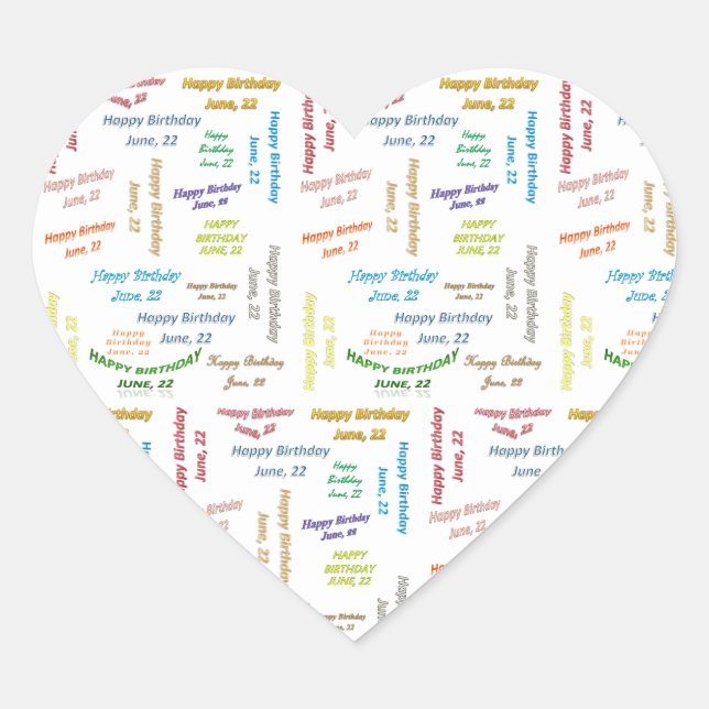 Adesivo Coração Junho, 22 Aniversário (Frente)