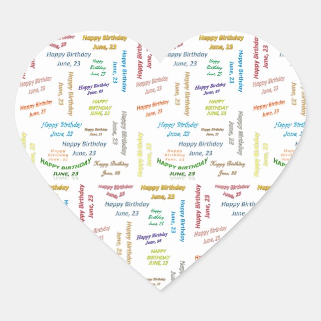 Adesivo Coração Junho, 23 Aniversário (Frente)