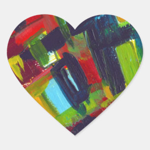 Adesivo Coração Kandinsky 304 Abstrato Colorido