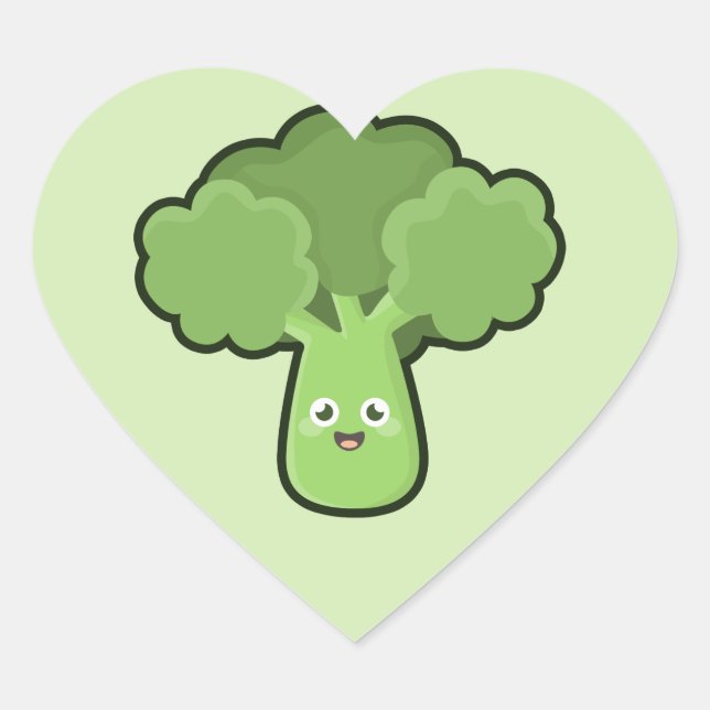 Adesivo Coração Kawaii Broccoli (Frente)