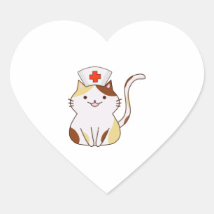 Adesivo Coração Kawaii Cat Nurse