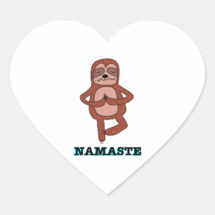 Adesivo Coração Kawaii Cute Sloth Doing Yoga Sticker