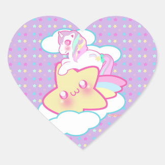 Adesivo Coração Kawaii Unicorn