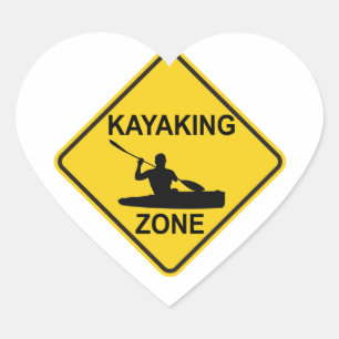 Adesivo Coração Kayaking Zone Road Sign