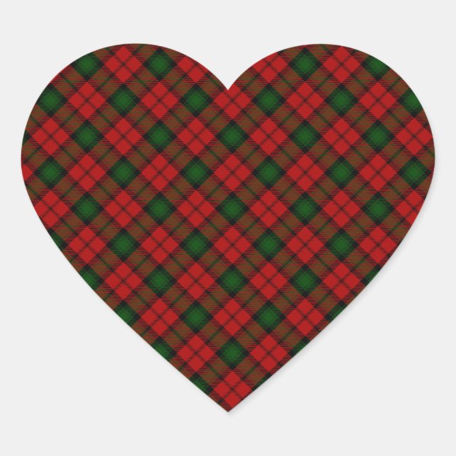 Adesivo Coração Kerr Scottish Clan Tartan Design (Frente)