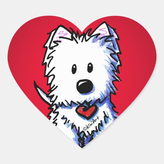 Adesivo Coração KiniArt Westie Red Heart Stickers (Frente)