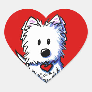Adesivo Coração KiniArt Westie Red Heart Stickers