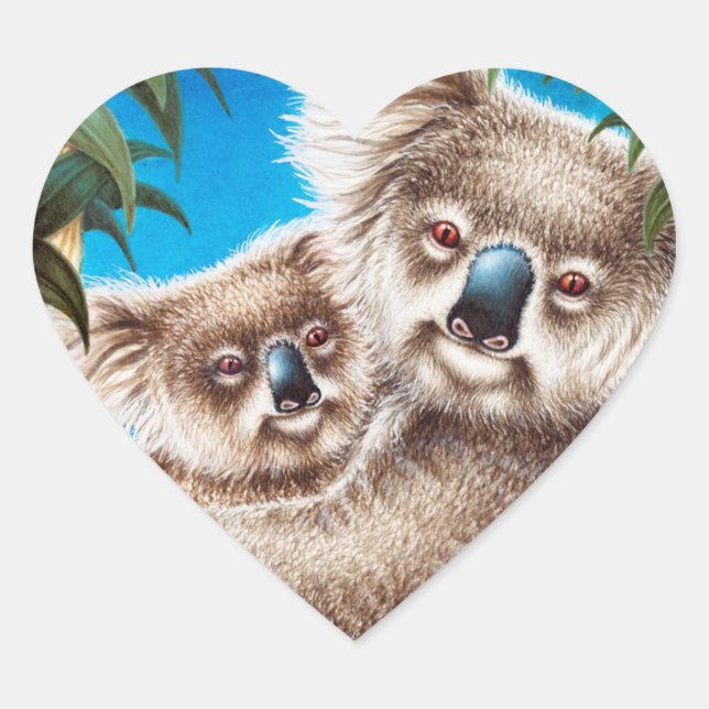 Adesivo Coração Koala e Baby Sticker (Frente)