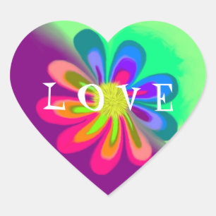 Adesivo Coração L flor de O V E