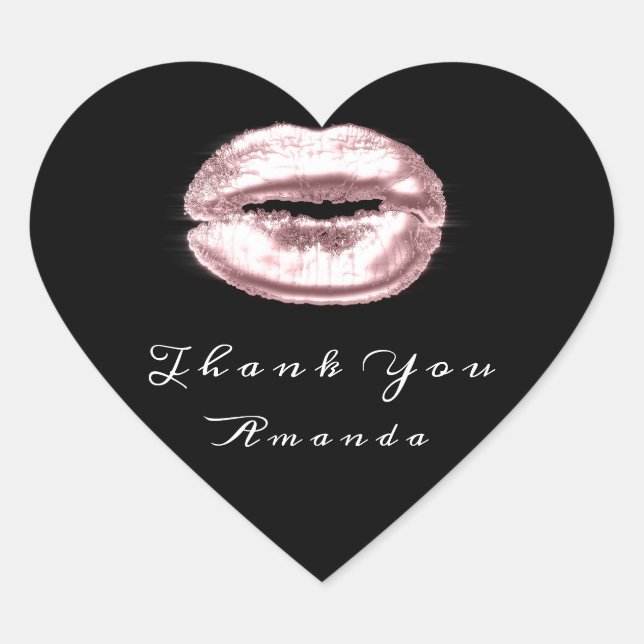 Adesivo Coração Lábios Beijos Pretos Cor-de-rosa Branca Maquiagem  (Frente)