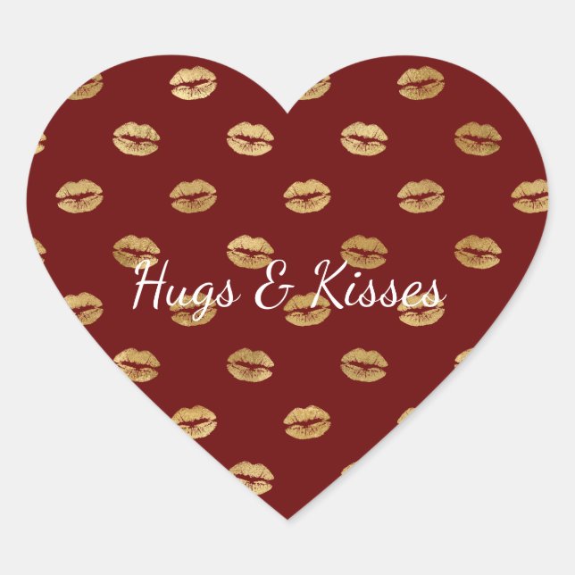 Adesivo Coração Lábios Dourados vermelhos (Frente)