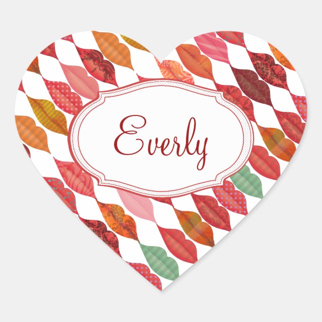 Adesivo Coração Lábios Sra. Hipster Vintage Retro Bride (Frente)