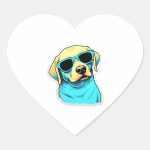 Adesivo Coração Labrador Retriever em óculos de sol Legal Clássico