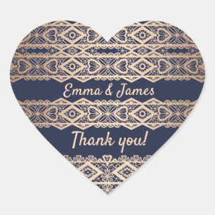 Adesivo Coração Laço dourado decoração romântica t editável