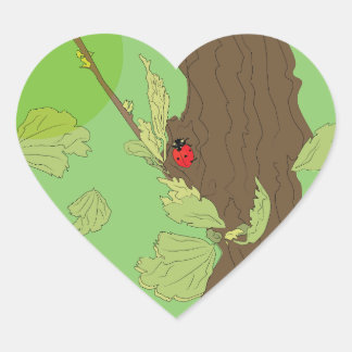Adesivo Coração Ladybug na primavera