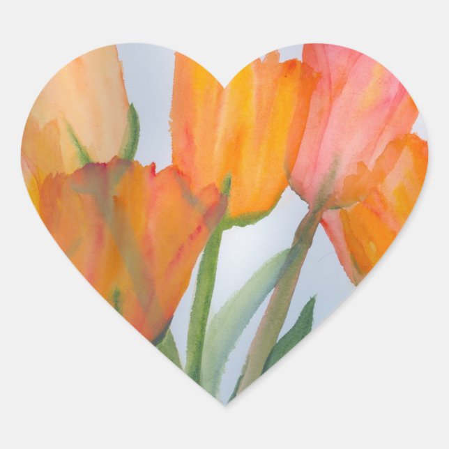 Adesivo Coração Laranja Citrus Tulips (Frente)