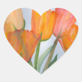 Adesivo Coração Laranja Citrus Tulips