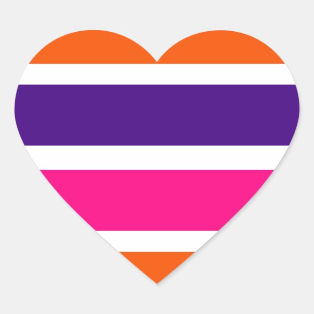 Adesivo Coração Laranja, púrpura e rosa (Frente)