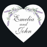 Adesivo Coração Lavanda e Eucalyptus<br><div class="desc">Um design elegante e vintage com eucalipto e lavanda pintado em cor d'água romântica.</div>