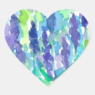 Adesivo Coração Lavanda Flor Watercolor