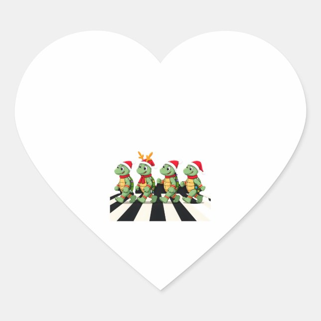 Adesivo Coração Leatherback Sea Turtle Crossing Road Xmas T-Shirt  (Frente)