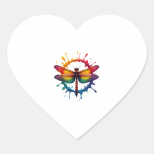 Adesivo Coração Legal Gráfico Tie Dye Óculos de sol Dragonfly Illu