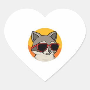 Adesivo Coração Legal Raccoon com óculos de sol