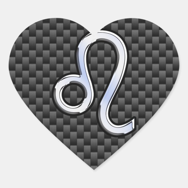 Adesivo Coração Leo Zodiac Símbolo do Decor de Fibra Carbono (Frente)