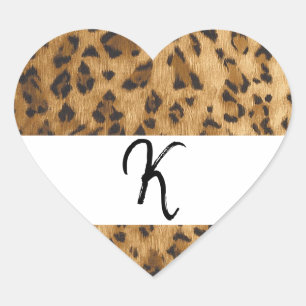 Adesivo Coração Leopard Imprimir as iniciais do monograma K