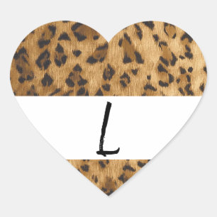 Adesivo Coração Leopard Imprimir as iniciais do monograma L mercad