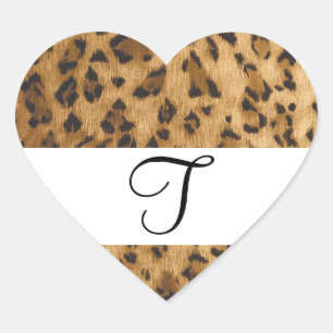 Adesivo Coração Leopard Imprimir as iniciais do monograma T