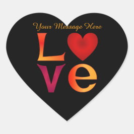 Adesivo Coração Letras em Caixa Alta LOVE com Degradê Vermelho e A