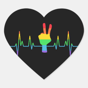 Adesivo Coração LGBT de pulsação de Gay de paz