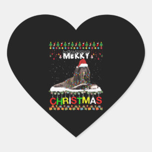 Adesivo Coração Lhasa Apso Árvore de Natal Light Pajama Xmas Dog