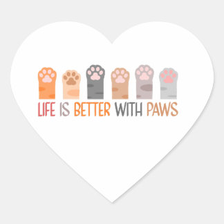 Adesivo Coração Life is Better with Paws