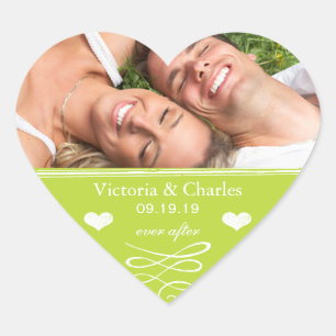 Adesivo Coração Limão Chalkboard Weding Date Seal