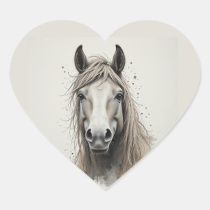 Adesivo Coração Linda Arte de Cavalo Animal Islandês