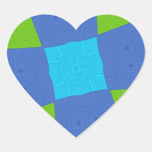 Adesivo Coração Linda Desenho de Arte de Cian Azul Verde Incrível