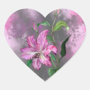Adesivo Coração Linda pintura roxa de flor roxa pintada de flor mi