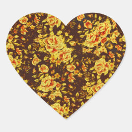 Adesivo Coração Lindas flores amarelas vintonizadas